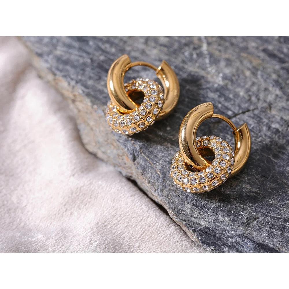 Diamond Insert Huggies - 18K Gold Anti-Tarnish