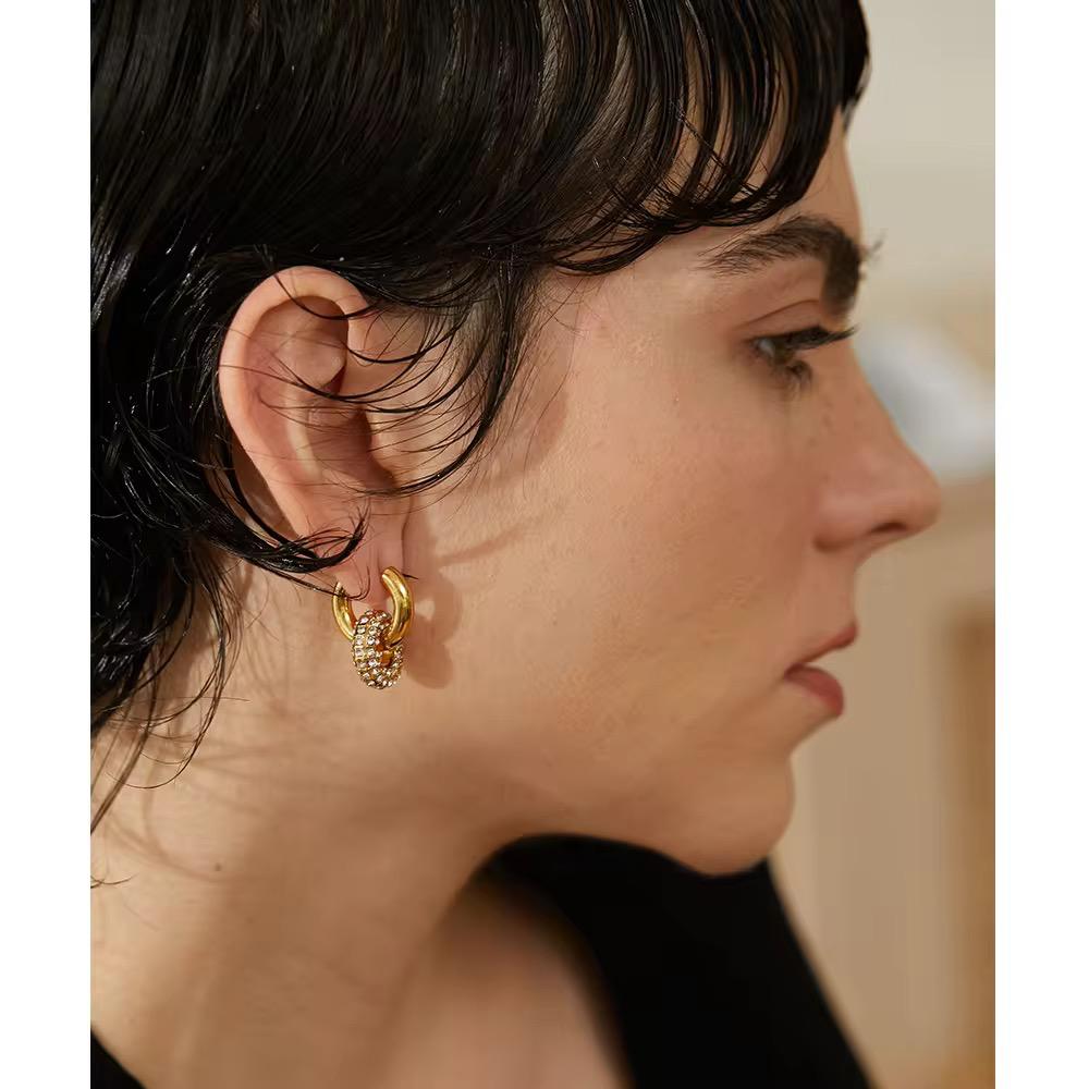 Diamond Insert Huggies - 18K Gold Anti-Tarnish