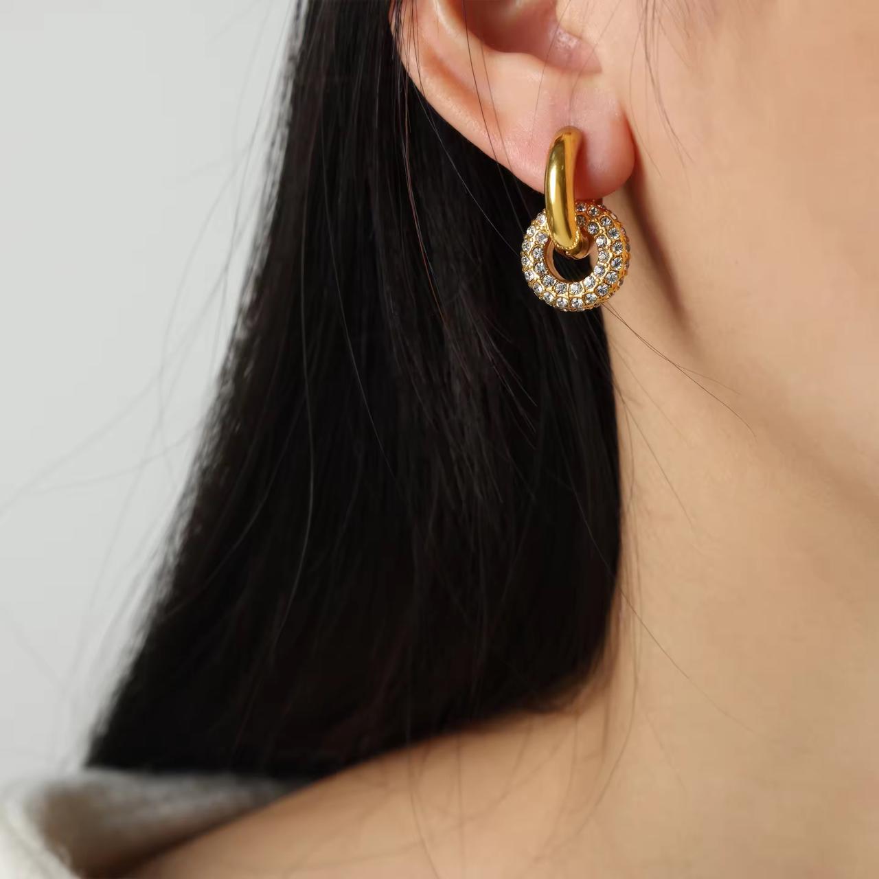 Diamond Insert Huggies - 18K Gold Anti-Tarnish