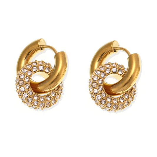 Diamond Insert Huggies - 18K Gold Anti-Tarnish