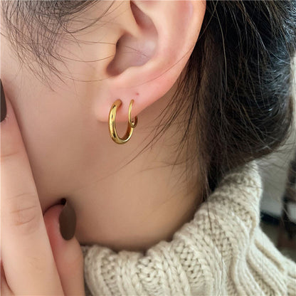 Diva Twina Hoops Light - 18K Gold Anti-Tarnish| Fake Double Piercing Effect
