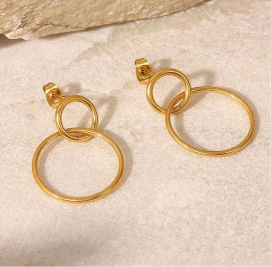 Eterna Dual Hoop Earrings - 18K Gold Anti-Tarnish