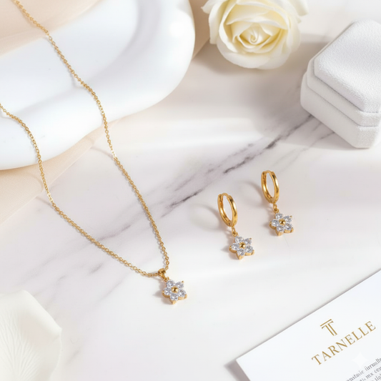 Cassia Huggies and Cassia Minimal Necklace combo set