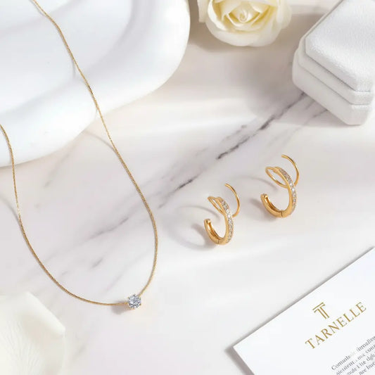 Diva Twina Hoops and Nora Solara Necklace Combo set