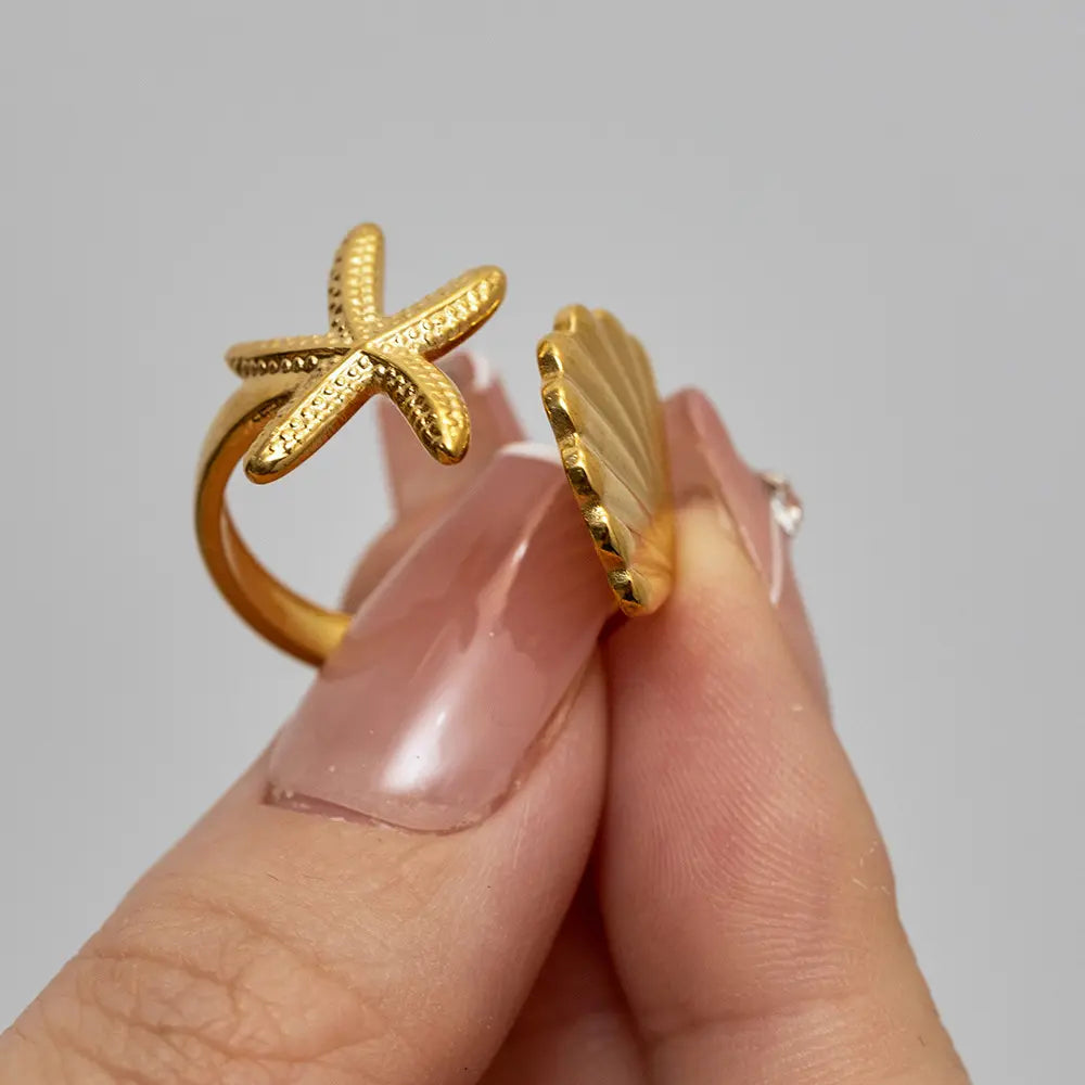 Adhara Ocean Glow - 18K Gold Anti-Tarnish Ring