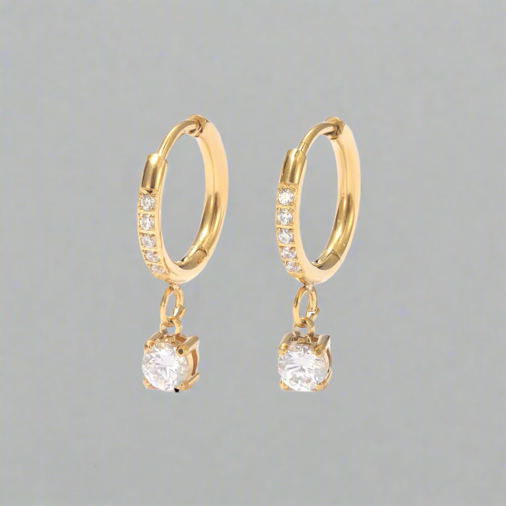 Jane Solara Hoops – 18K Gold Zirconia Accented Earrings
