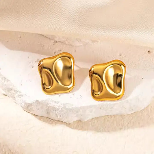 Abi Chunky Irregular Earrings - 18K Gold Plated