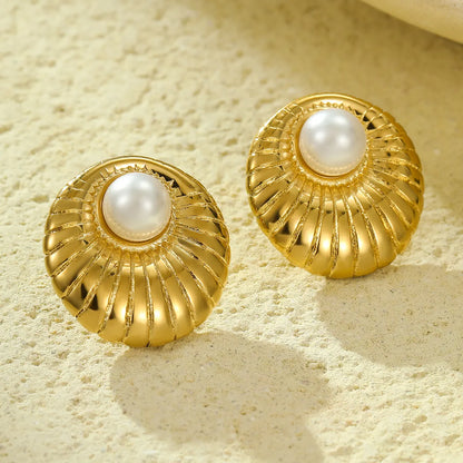 Mika Pearl Shell Earrings - 18K Gold Plated