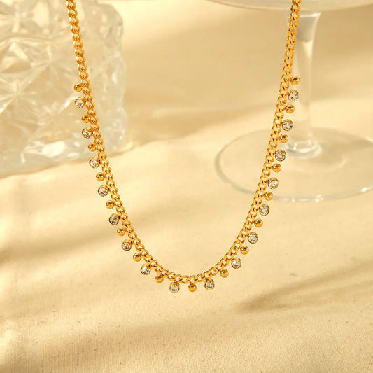 Zahra Zirconia Chain Necklace – 18K Gold Anti-Tarnish