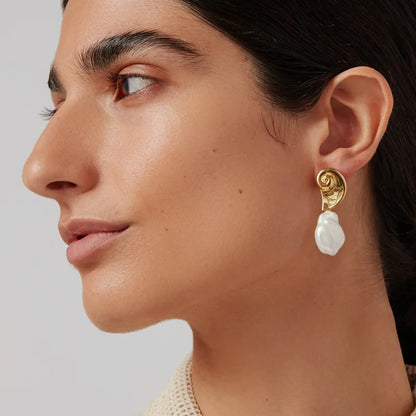 Heera Chunky Pearl Earrings - 18K Gold Anti-Tarnish