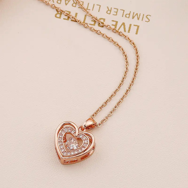 Anya Double Heart Necklace - 18K Gold Anti-Tarnish