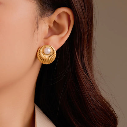 Mika Pearl Shell Earrings - 18K Gold Plated