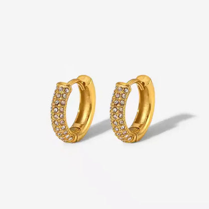 Leona Diamond Hoops – 18K Gold Anti-Tarnish