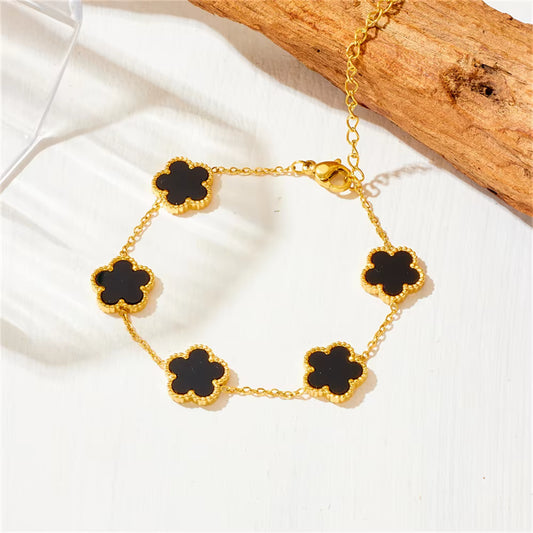 Clover Black Bracelet - 18K Gold Anti-Tarnish