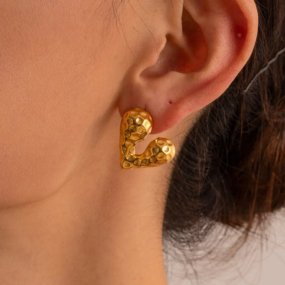 Yuga Heart Earrings - 18K Gold Plated