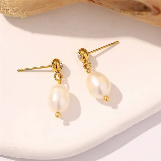 Sage Dainty Pearl Earrings - 18K Gold Anti-Tarnish
