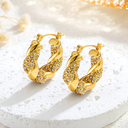 Elaine Crystal Gold Hoops – 18K Gold Anti-Tarnish