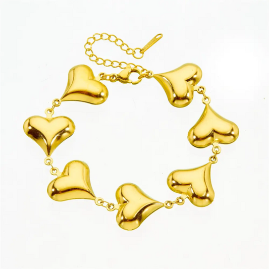 Heart chunky Bracelet - 18K Gold Anti-Tarnish