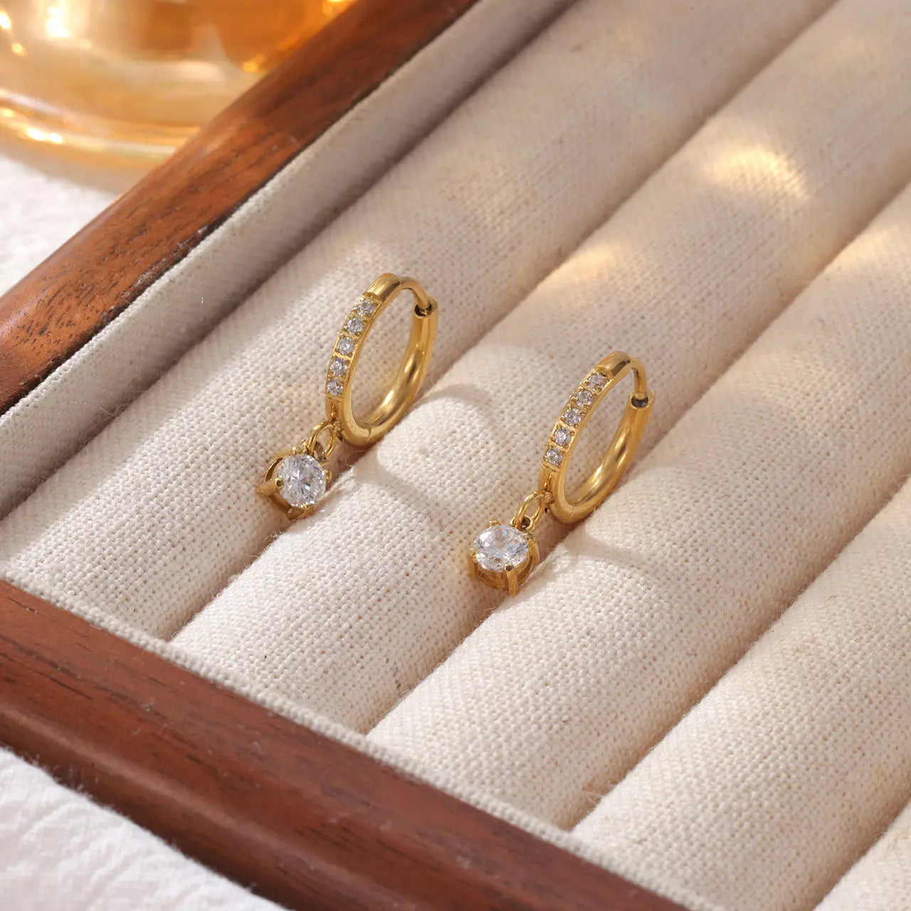Jane Solara Hoops – 18K Gold Zirconia Accented Earrings
