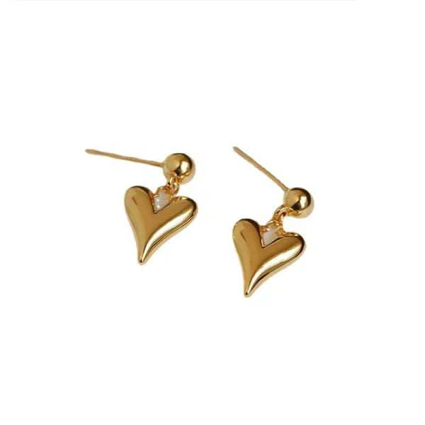 Nina Heart Drop Earrings - 18K Gold Anti-Tarnish