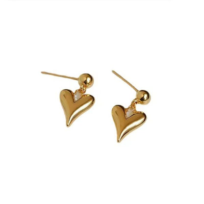 Nina Heart Drop Earrings - 18K Gold Anti-Tarnish