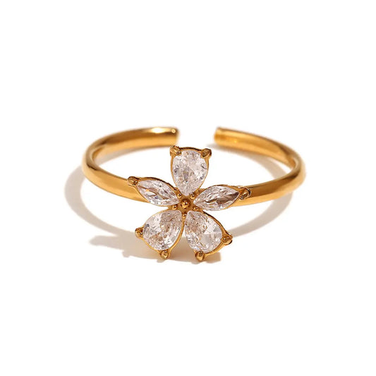Tulia Flower Ring - 18K Gold Plated
