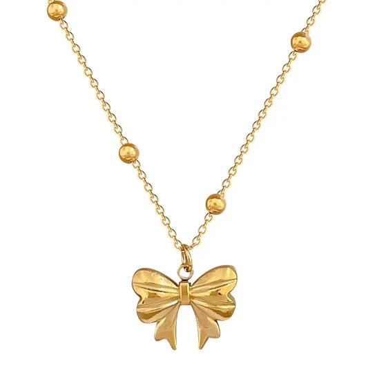 Sevyn Bow Pendant – 18K Gold Anti-Tarnish