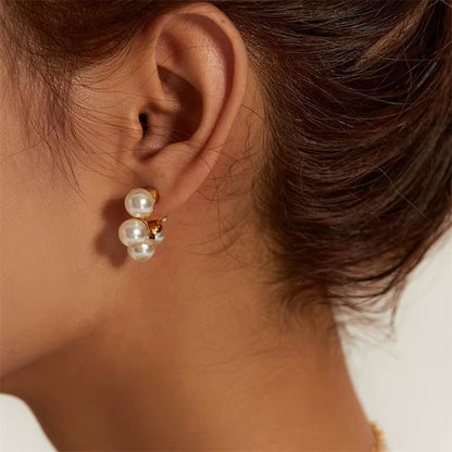 Bella Plated Pearl Earrings - 18K Gold Anti-Tarnish