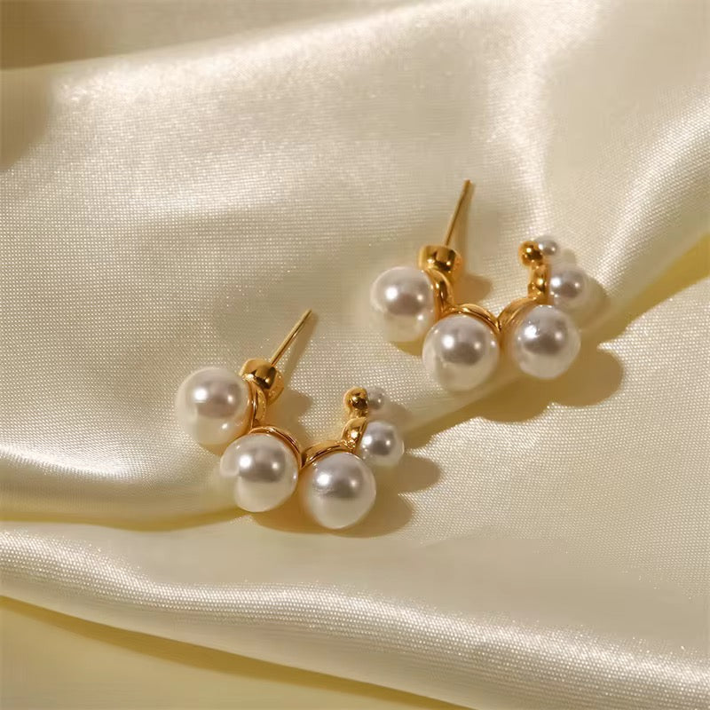 Bella Plated Pearl Earrings - 18K Gold Anti-Tarnish