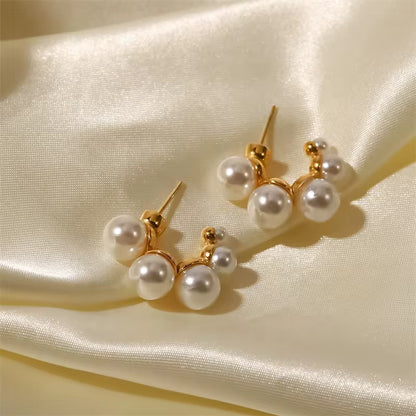 Bella Plated Pearl Earrings - 18K Gold Anti-Tarnish