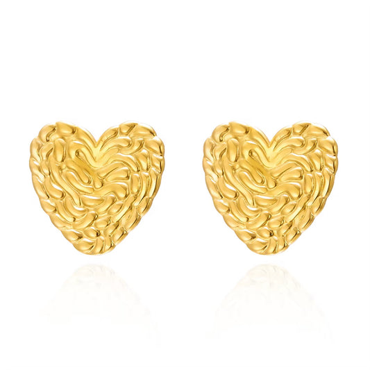 Seraphina Chunky Heart Earrings - 18K Gold Anti-Tarnish