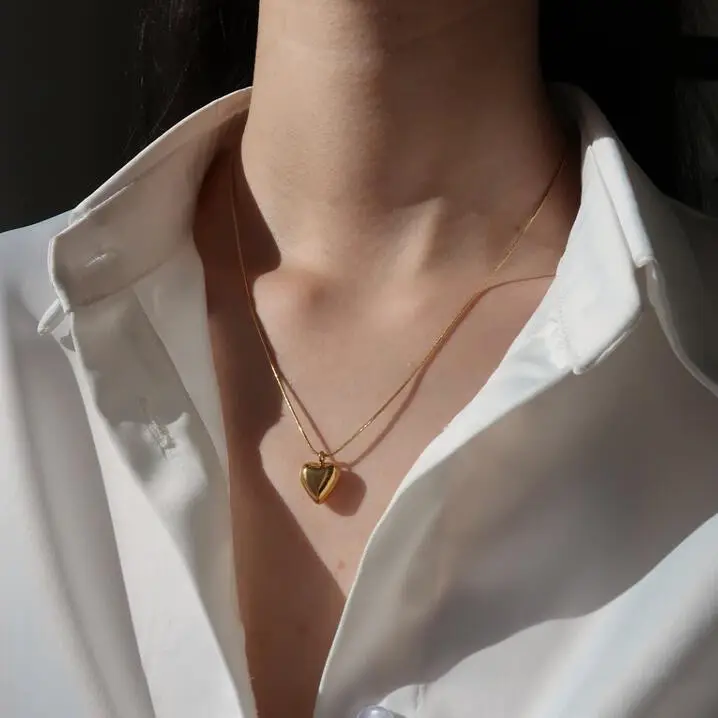Asha Heart Pendant Necklace - 18K Gold Anti-Tarnish