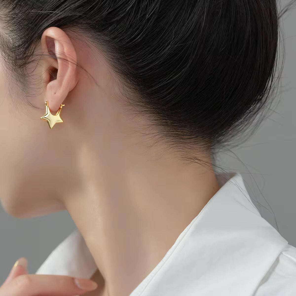 Tessa star Hoops– 18K Gold Anti-Tarnish