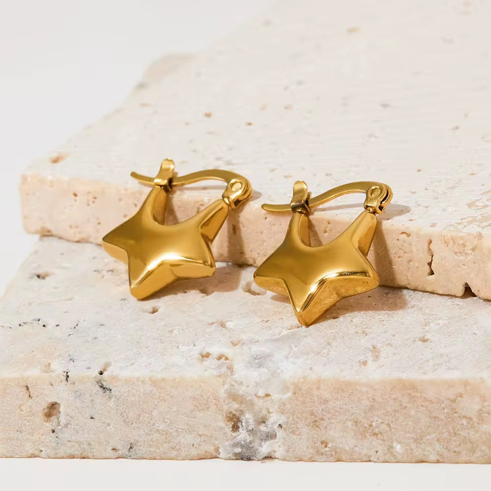 Tessa star Hoops– 18K Gold Anti-Tarnish