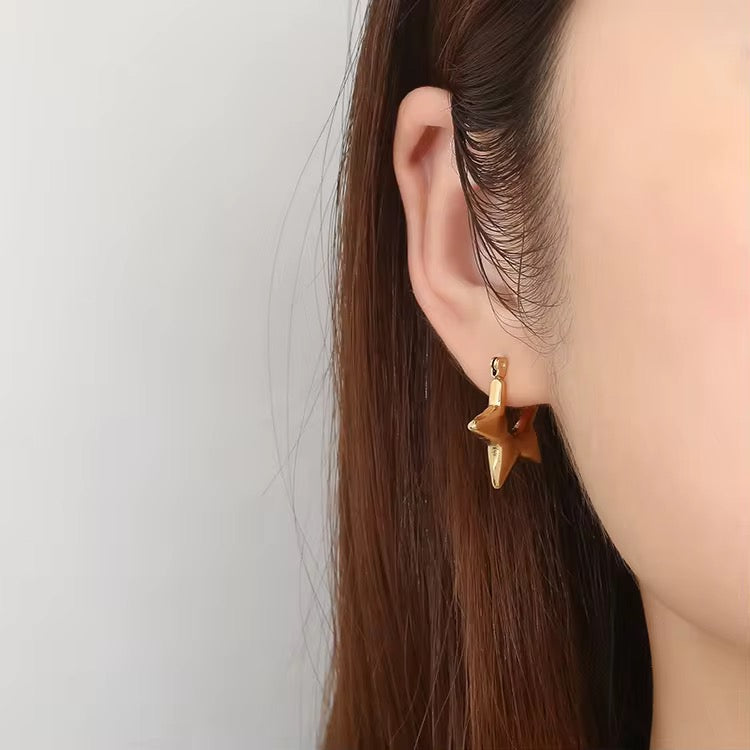 Tessa star Hoops– 18K Gold Anti-Tarnish