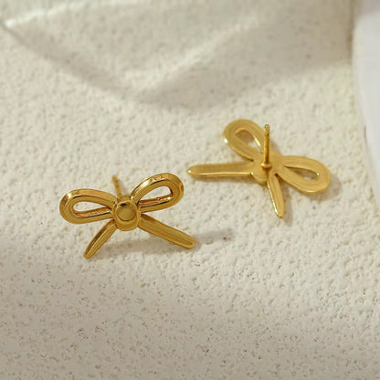 Lea Bow Stud Earrings – 18K Gold Anti-Tarnish