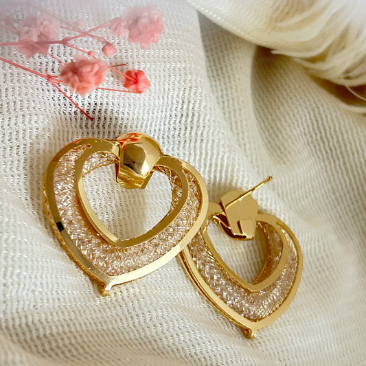 Honora Blush Heart Earrings - 18K Gold Anti-Tarnish