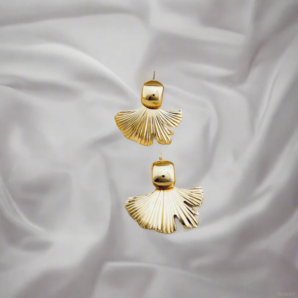Natura Plated Leaf Earrings - 18K Gold Anti-Tarnish
