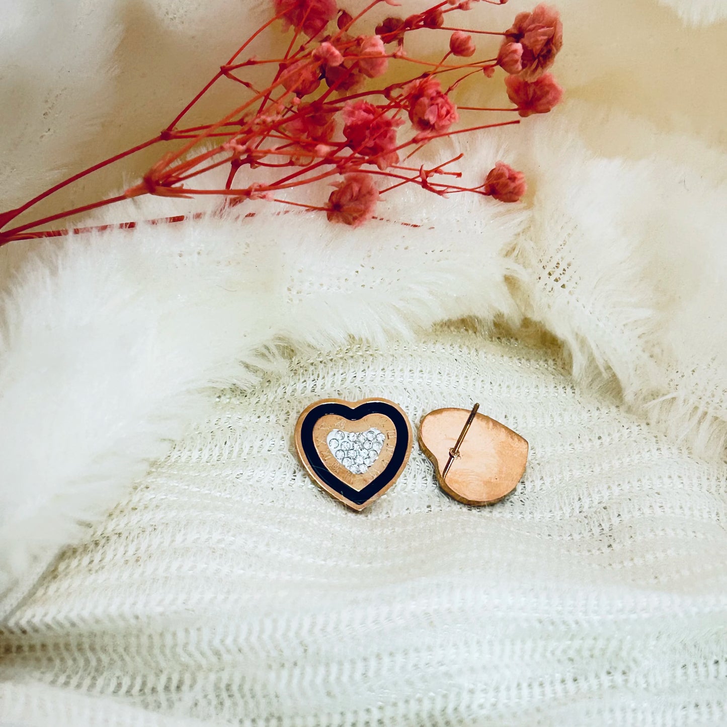 Elina Double Heart Earrings - 18K Gold Anti-Tarnish