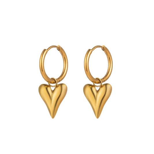 Kavya Heart Huggies- 18K Gold Anti-Tarnish