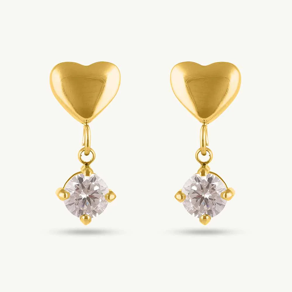 Minimal Heart Diamond Dangler - 18K Gold Anti-Tarnish