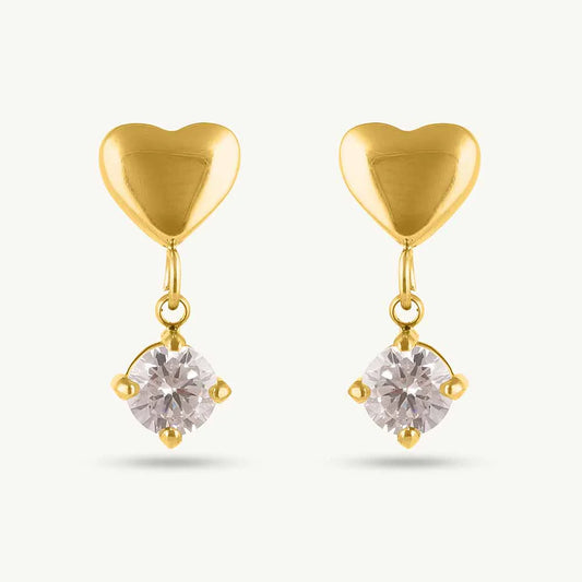 Minimal Heart Diamond Dangler - 18K Gold Anti-Tarnish