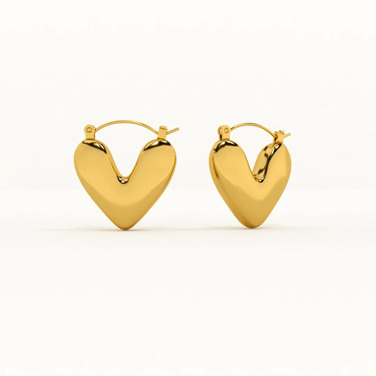 Natalia Heart Hoops - 18K Gold Anti-Tarnish