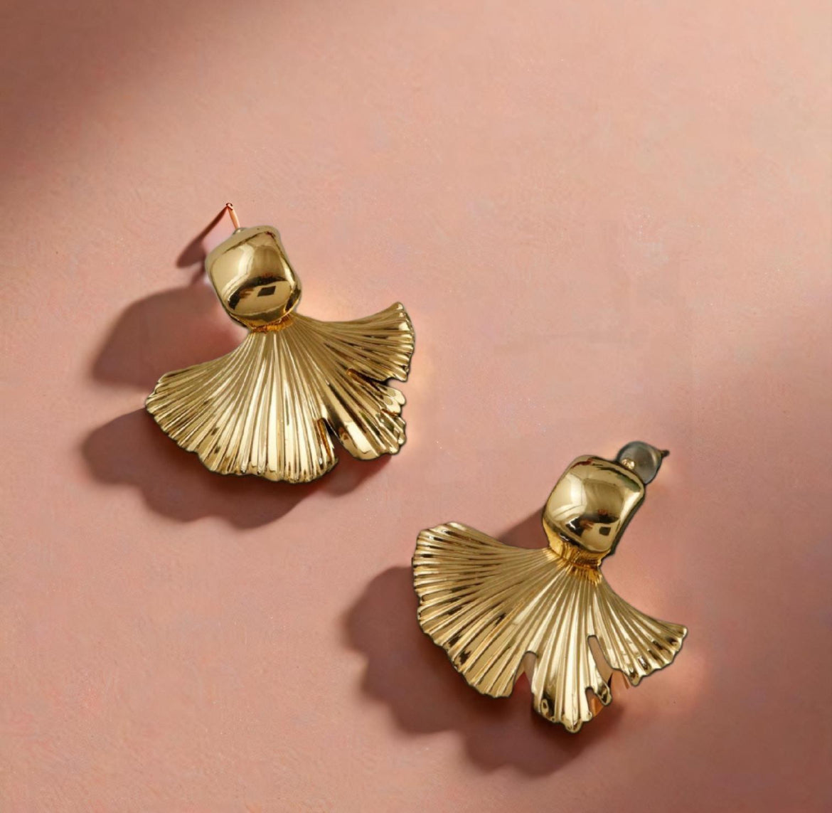 Natura Plated Leaf Earrings - 18K Gold Anti-Tarnish