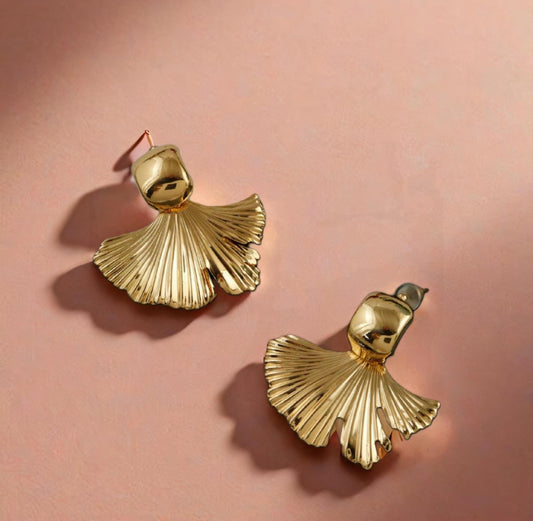 Natura Plated Leaf Earrings - 18K Gold Anti-Tarnish