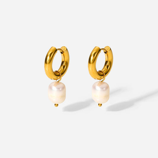 Pearl Chunky Huggies - 18K Gold Anti-Tarnish
