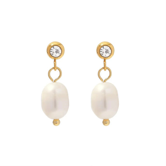 Sage Dainty Pearl Earrings - 18K Gold Anti-Tarnish