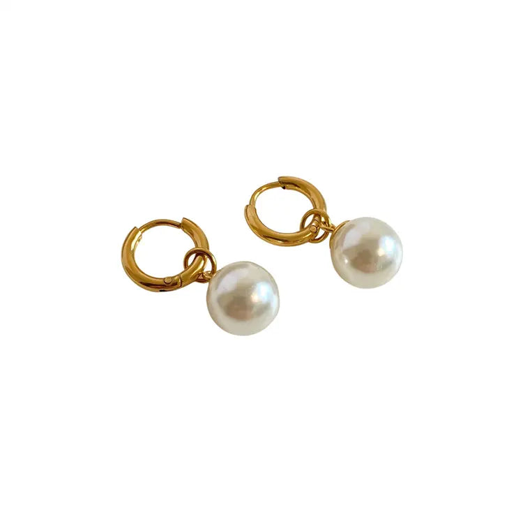Havana Pearl Hoop Earrings - 18K Gold Anti-Tarnish