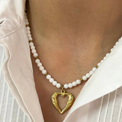 Alaya Pearl Heart Necklace - 18K Gold Anti-Tarnish