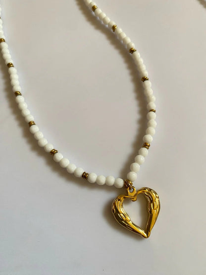 Alaya Pearl Heart Necklace - 18K Gold Anti-Tarnish